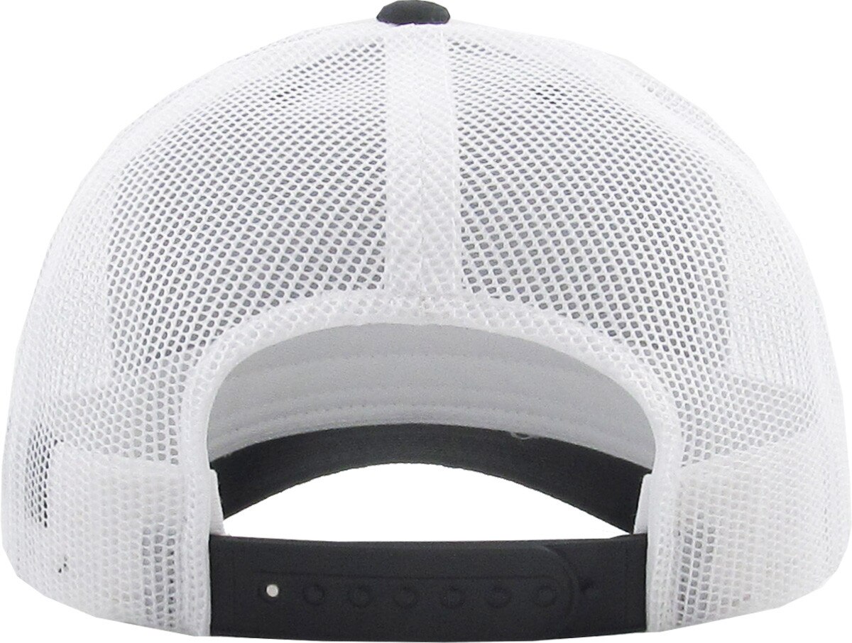 Black White Two Tone Classic 6 Panel Trucker Mesh Snapback Back View
